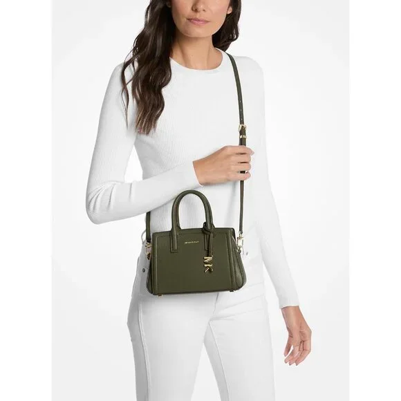 Women's Army Green Imported Leather Laila Extra Small Cross body Bag - Picture 3 of 3